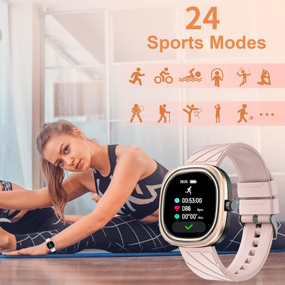 Smart Watches for Women, Smart Watch for Android Phones and Iphone, 1.32'' HD Full Touch Screen 3ATM Waterproof Sports Watches Fitness Tracker with Blood Pressure Heart Rate Sleep Monitor (Pink)